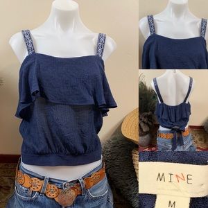 Anthropologie Mine Boho Ruffle Camisole Tank Top